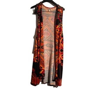 Cato 18/20 Open Front Tunic Cardigan Earthy Aztec Boho Cottagecore*